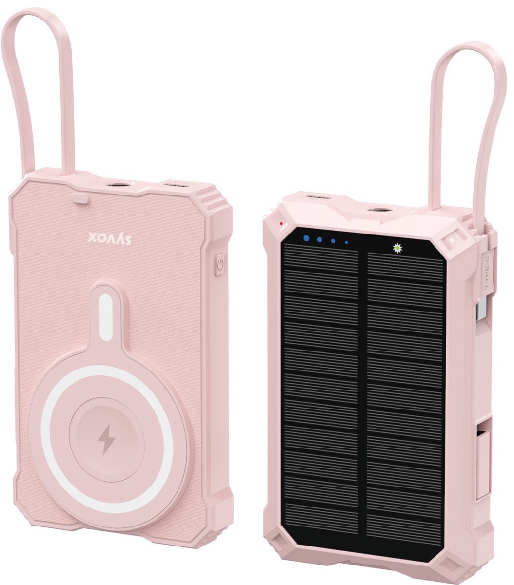 SYVOX Solar Powerbank 10.000 mAh met Ingebouwde Kabel - SYVOX - €26,99