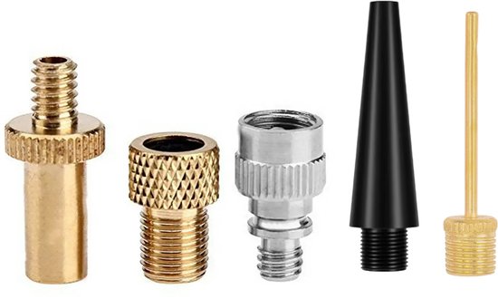 Ibley Set van 5 Ventiel Adapters – Fietsventiel Verloopnippels – Frans, Dunlop & Autoventiel + Bal & Luchtbed Adapter