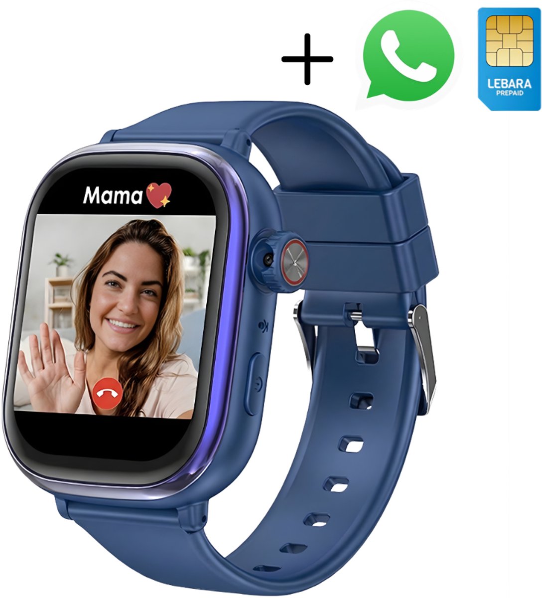 Smartwatch Kids Blauw – GPS Horloge Kind – Horloge Kind jongens – Smartwatch Kinderen Met Simkaart – Kinder Smartwatch met Stappenteller, GPS en WIFI