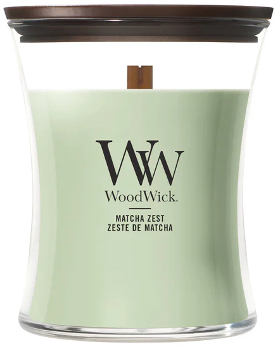 WoodWick Hourglass - Matcha Zest - Medium Geurkaars - 60 branduren