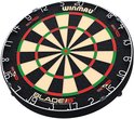 Winmau Blade 6 Dual Core dartbord met zwart, rood en groen. "DUAL CORE" en "BLADE 6" tekst.