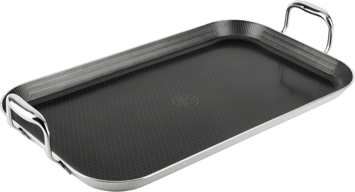 Herman den Blijker - Hybride grillplaat 45 x 26,5 cm - 100% PFAS-vrij - Krasvrije keramische antiaanbaklaag - Geschikt voor inductie, oven en alle warmtebronnen - Vaatwasserbestendig