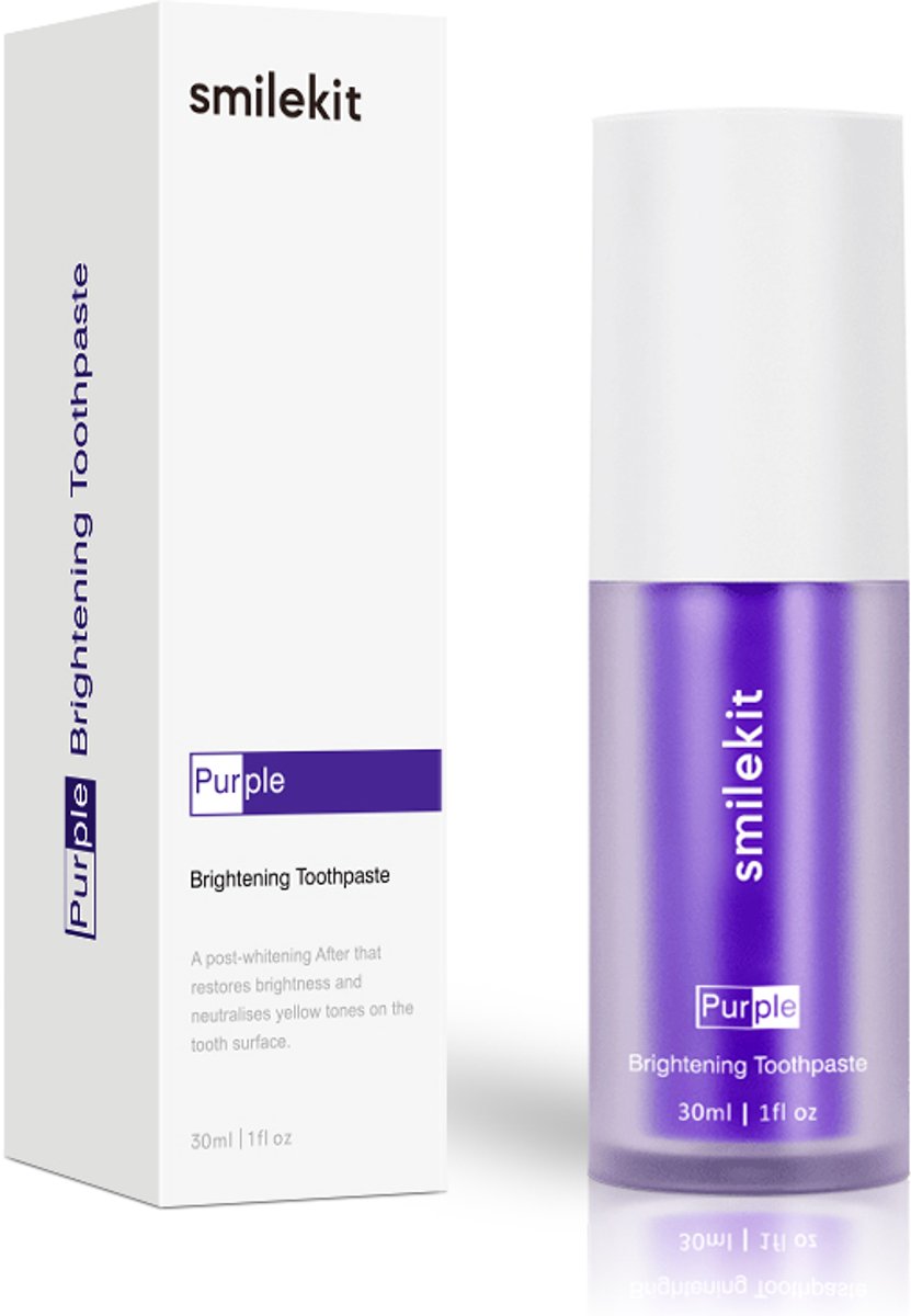 SmileKit - paarse whitening tandpasta tegen gele tanden - Tandenbleek - Zonder peroxide - Frisse adem - Tandverzorging