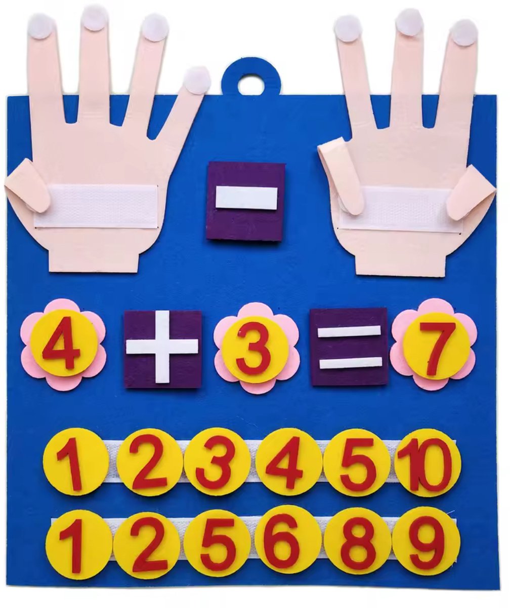Montessori Rekenspeelgoed voor Peuters – Vinger Tellen & Cijfers Leren – Educatief Felt Speelbord 30×30 cm – Leer Speelgoed voor Kinderen 3+