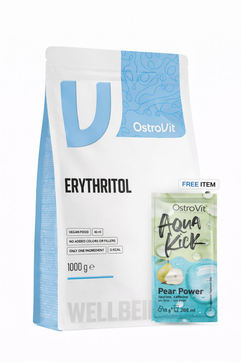 Erythritol 1000 g + Aqua Kick Pear Power Free! - Taurine & Caffeine