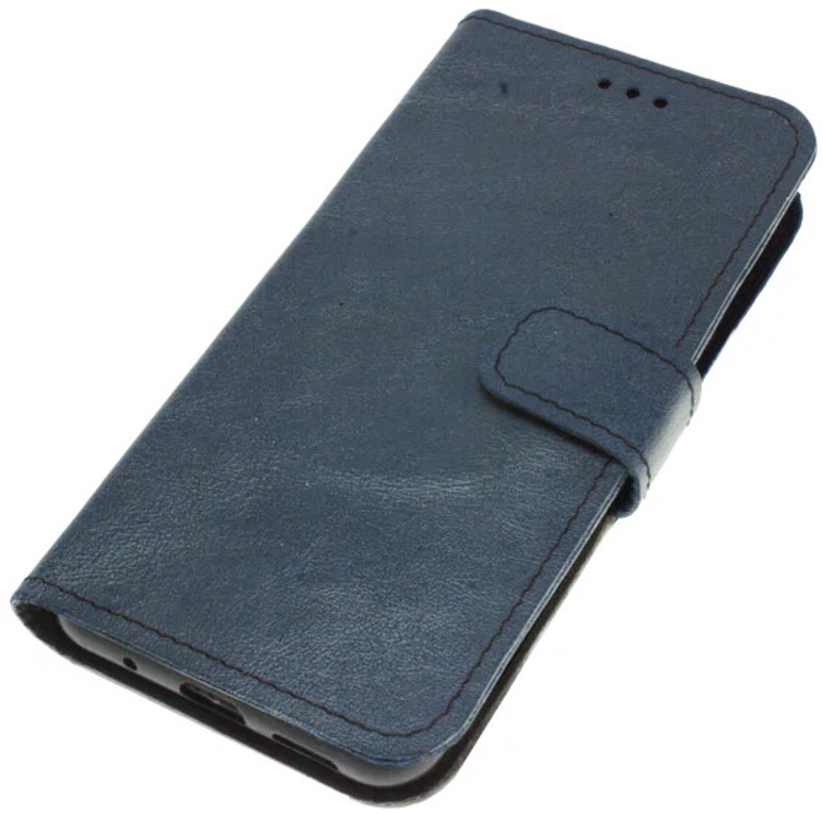Echt leer hoesje geschikt voor Samsung Galaxy S24 Soepel kalfsleer – glad Donkerblauw