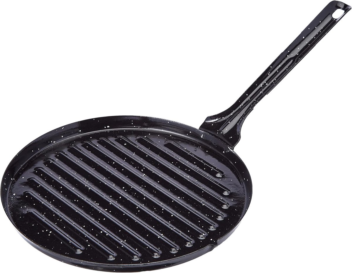 Ronde grillpan 24 cm van gietijzer voor koken en barbecueën