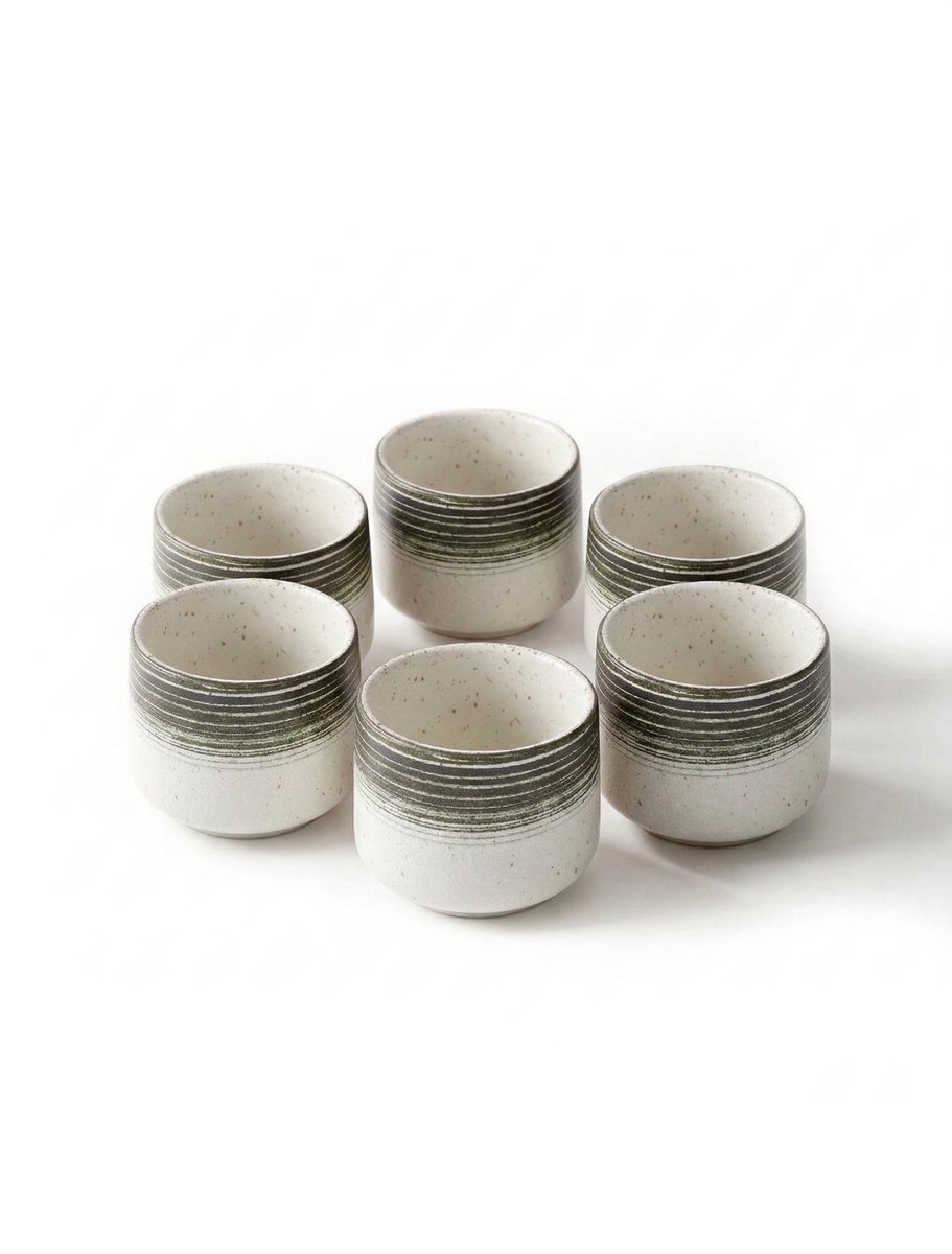 Proefer 6x Keramieken Koffiekopjes – Grijs - 200ml - Steengoed Theekopjes Set – Rustiek Ontwerp – Geglazuurde Afwerking – Vaatwasser- & Magnetronbestendig – Koffie en Thee Kopjes