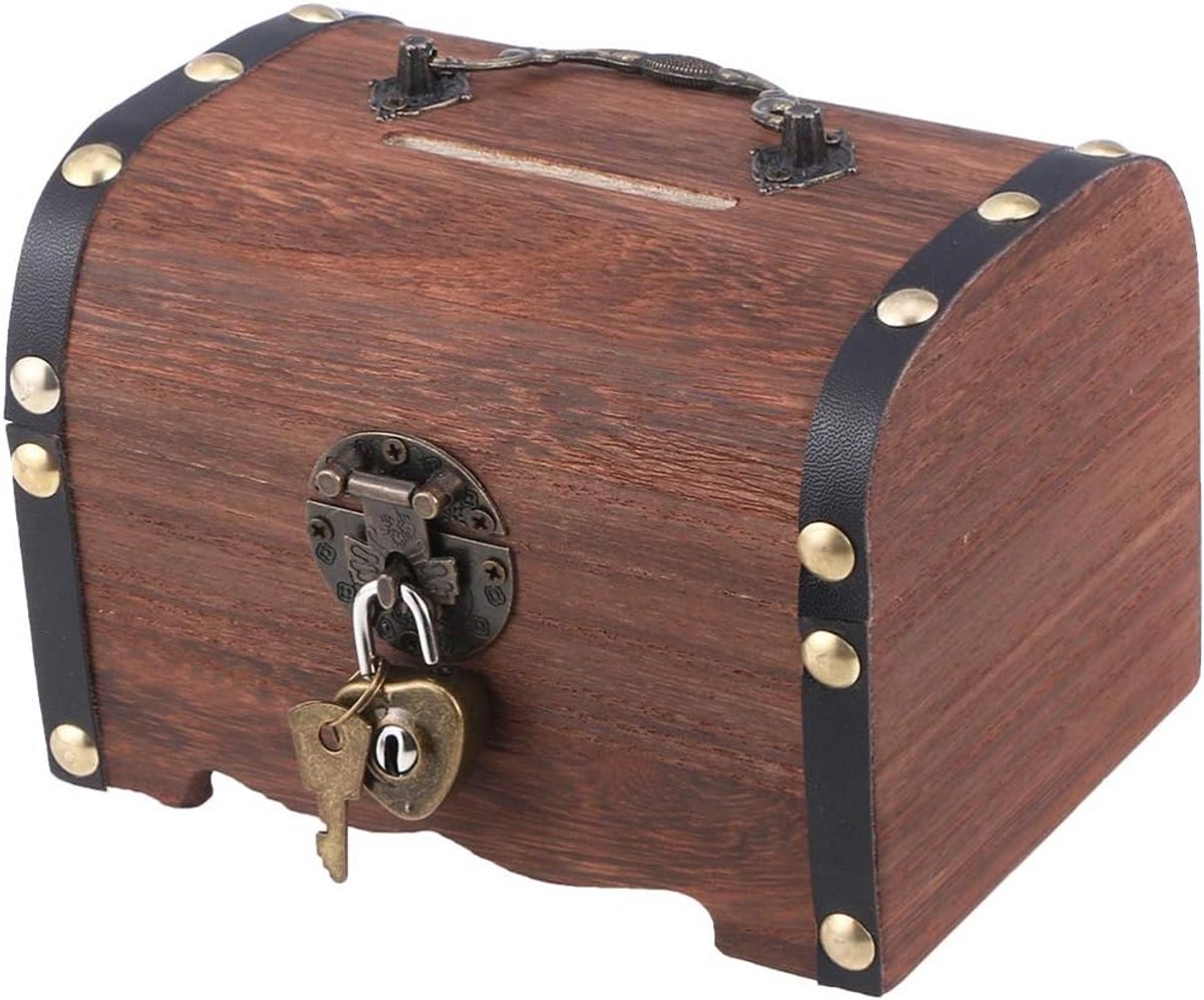 Houten Spaarvarken Kistje Rustiek Muntbankje Decoratieve Spaarpot
