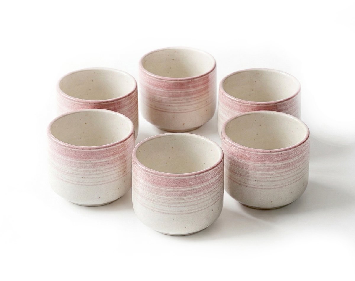 Proefer 6x Keramieken Koffiekopjes – Roze - 200ml - Steengoed Theekopjes Set – Rustiek Ontwerp – Geglazuurde Afwerking – Vaatwasser- & Magnetronbestendig – Koffie en Thee Kopjes