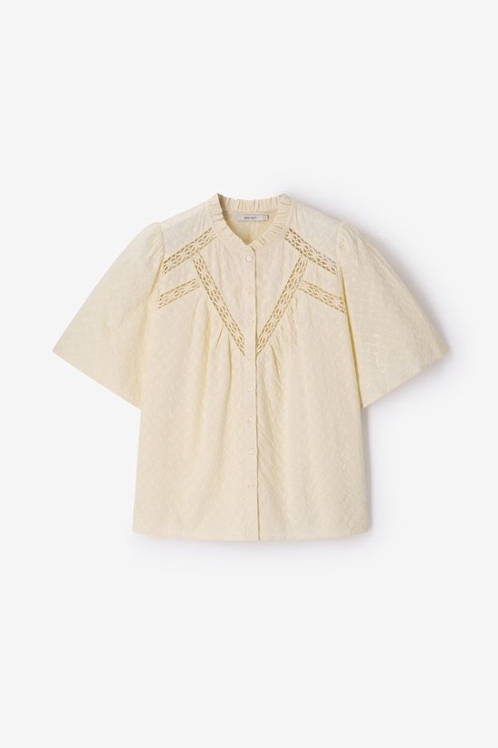 Lichtgele Blouse Met Broderie