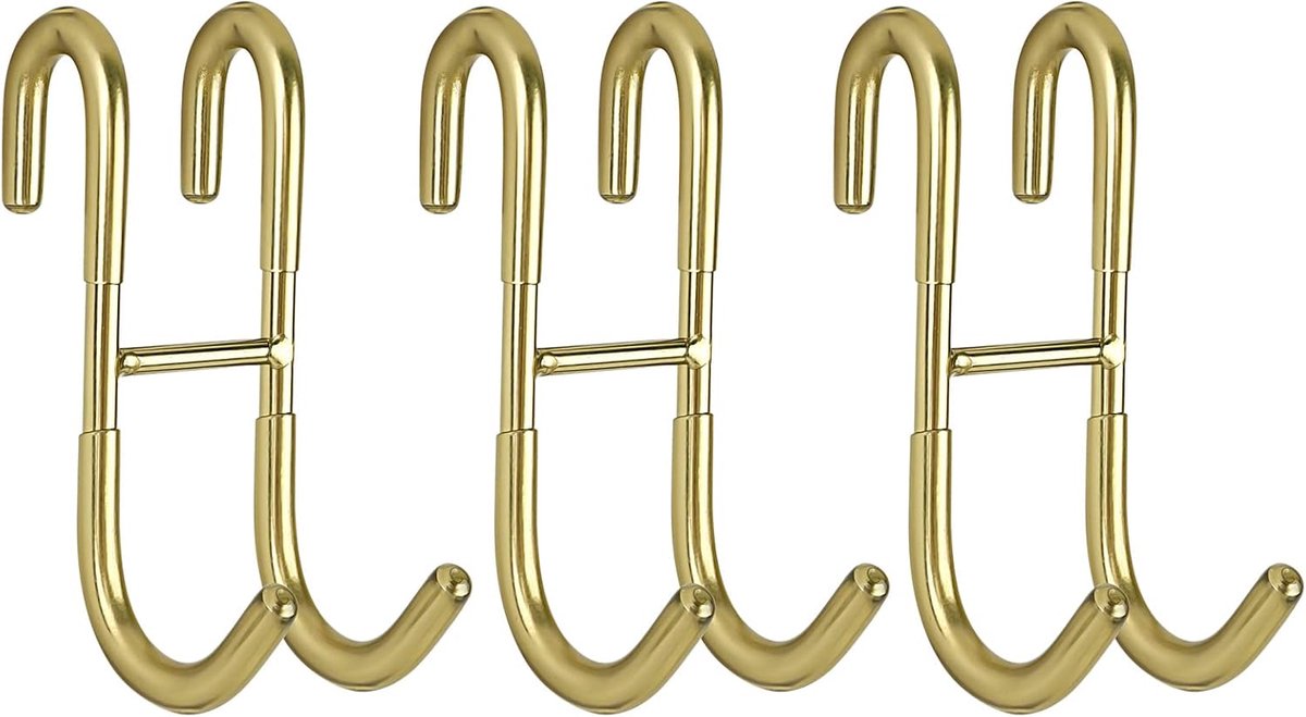 3-pack Bovendeurhaken voor Badkamer Douchedeur - Handdoekhaken - Goud