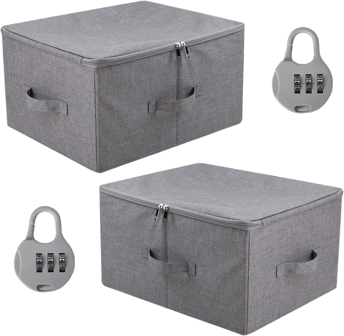 Set van 2 Opvouwbare Opbergdozen met Cijferslot voor Kleding en Speelgoed