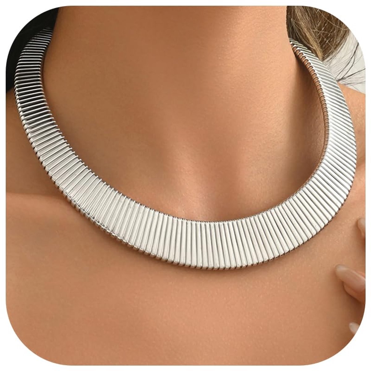 Klobige Halsketting Dames - Etnische Statement Choker - Brede Metalen Kraag