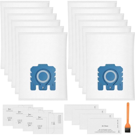 Emballage de 12 sacs Pure GN 3D - Convient aux aspirateurs Miele Hyclean GN Classic C1 Complete C2 Complete C3, S2 S5 S8 S800 S600 série - incluant 4 filtres moteur et 4 filtres de sortie.