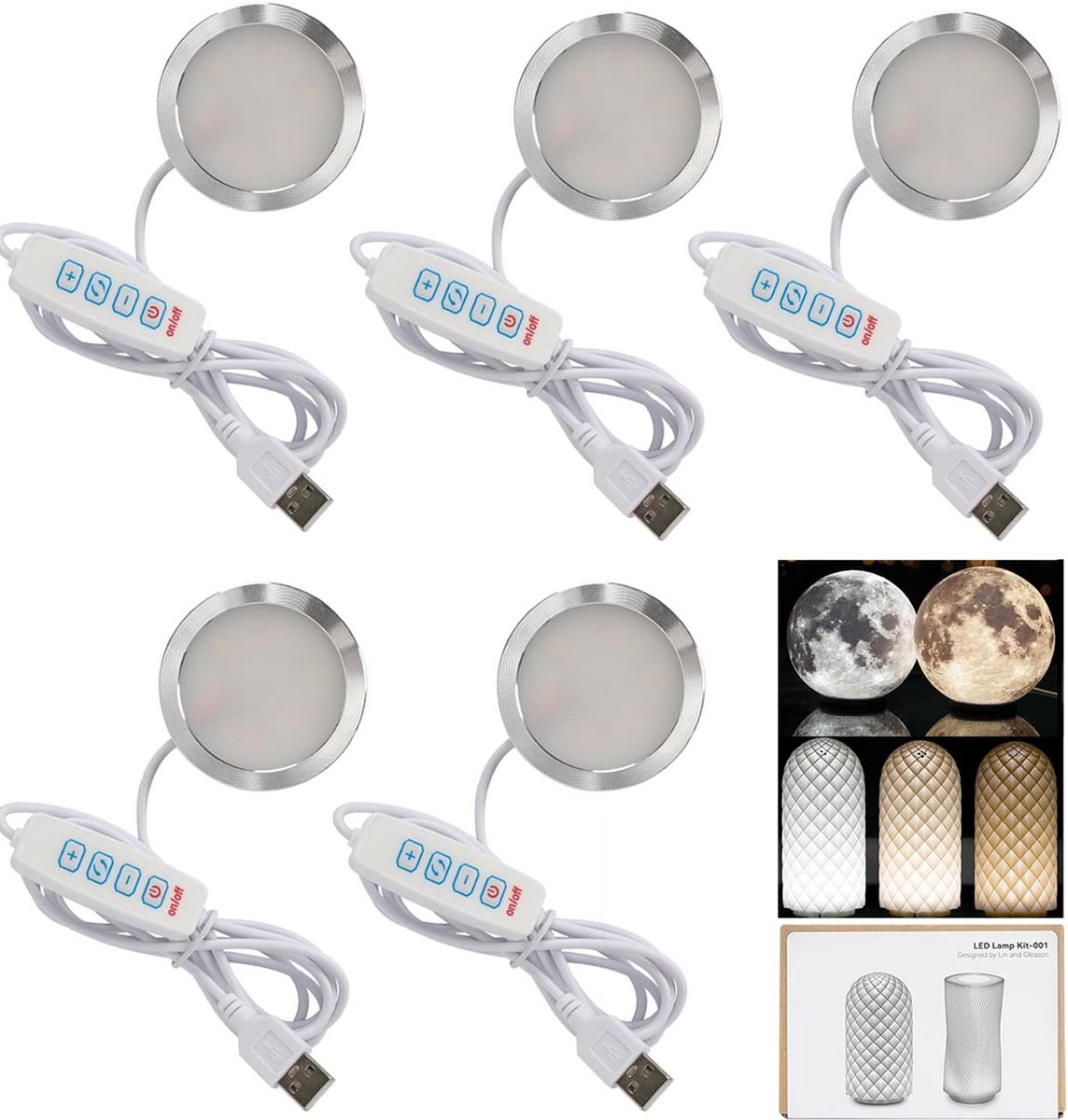 LED Verlichting Set voor 3D Printer - 3 Kleuren, USB Aangedreven, Warm Wit Licht (3000K)
