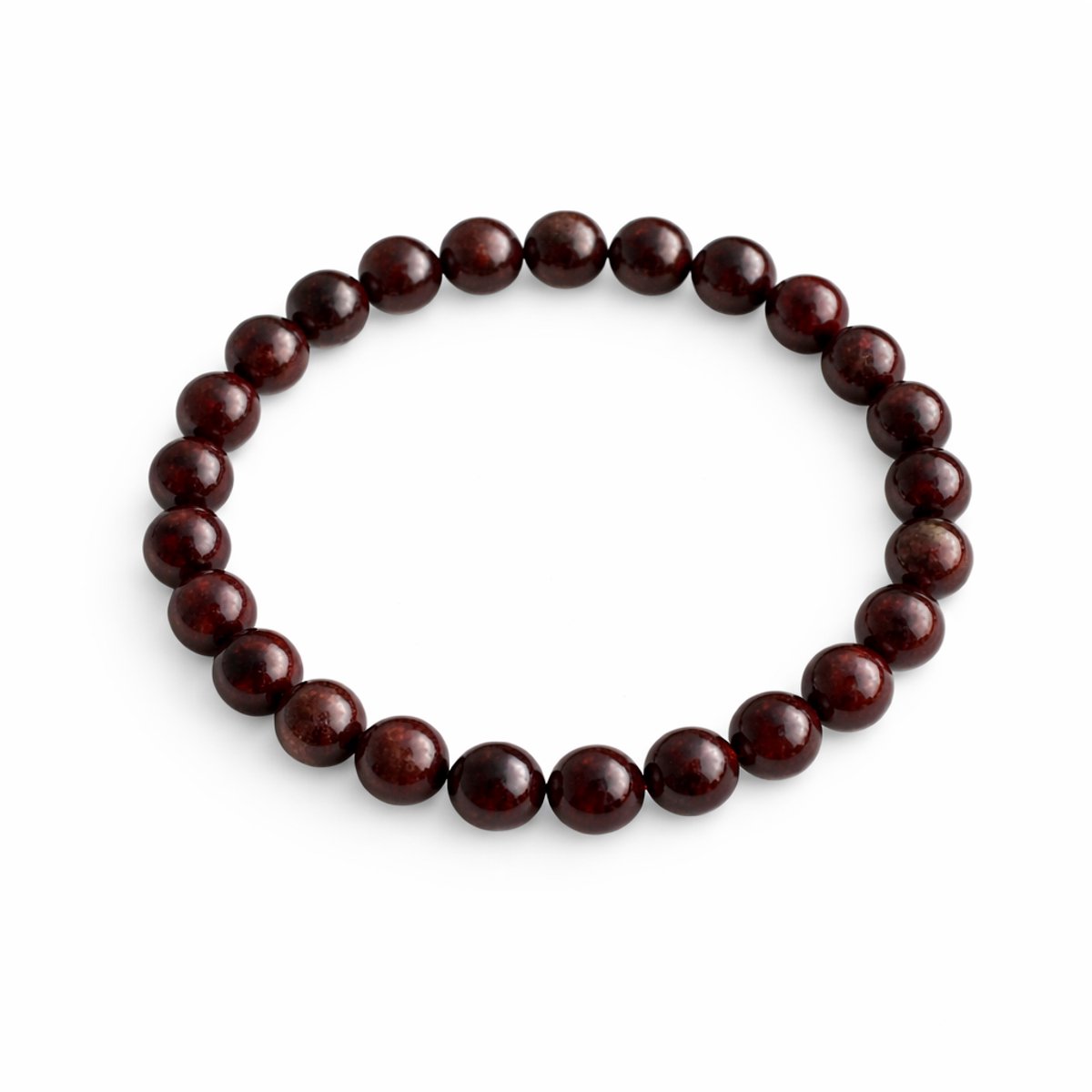 Granaat Armband – 8 mm Kralen – Diameter 16 cm – Rode Edelsteen Armband – Natuursteen Sieraad voor Dames en Heren