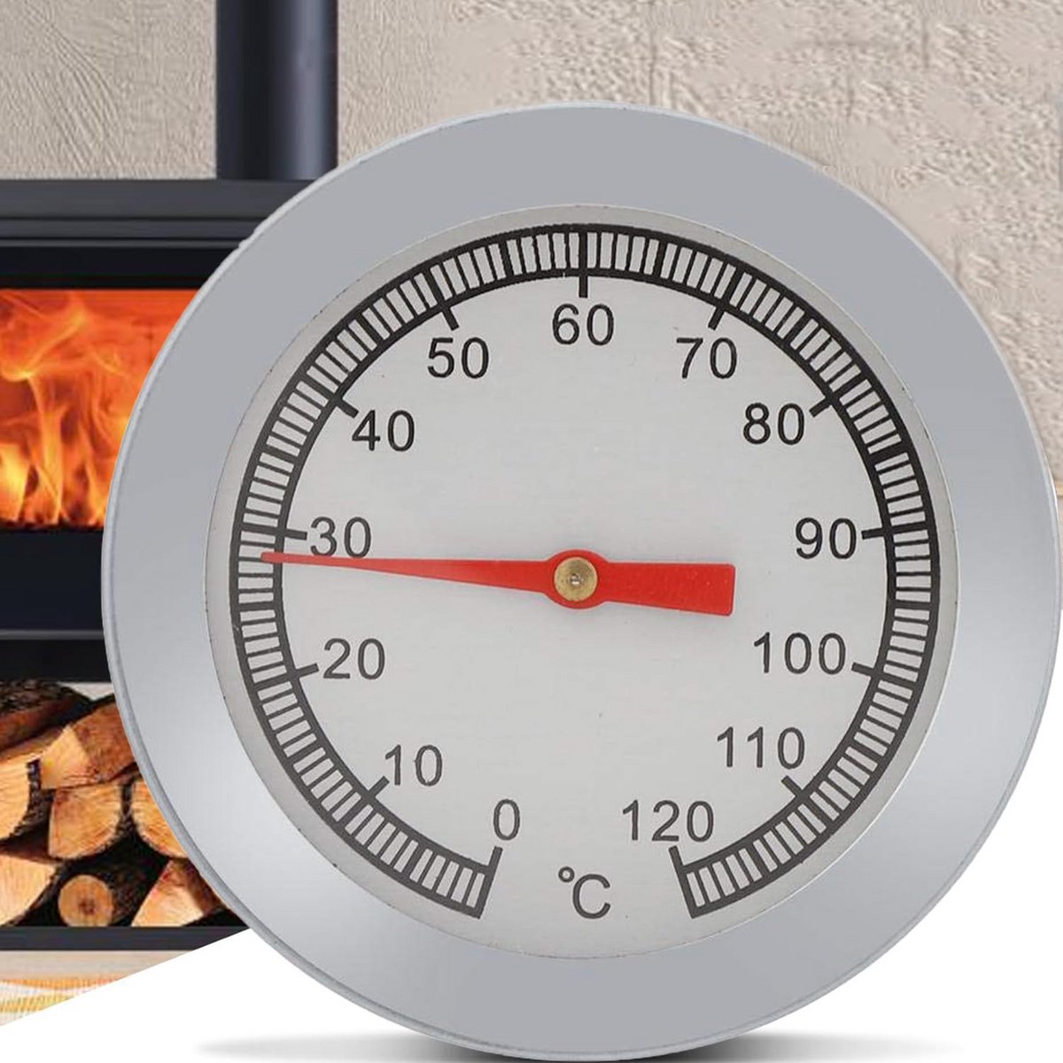 Temperatuurmeter voor BBQ, Pizzaoven en Grill - Nauwkeurige Hitte Weergave tot 120°C