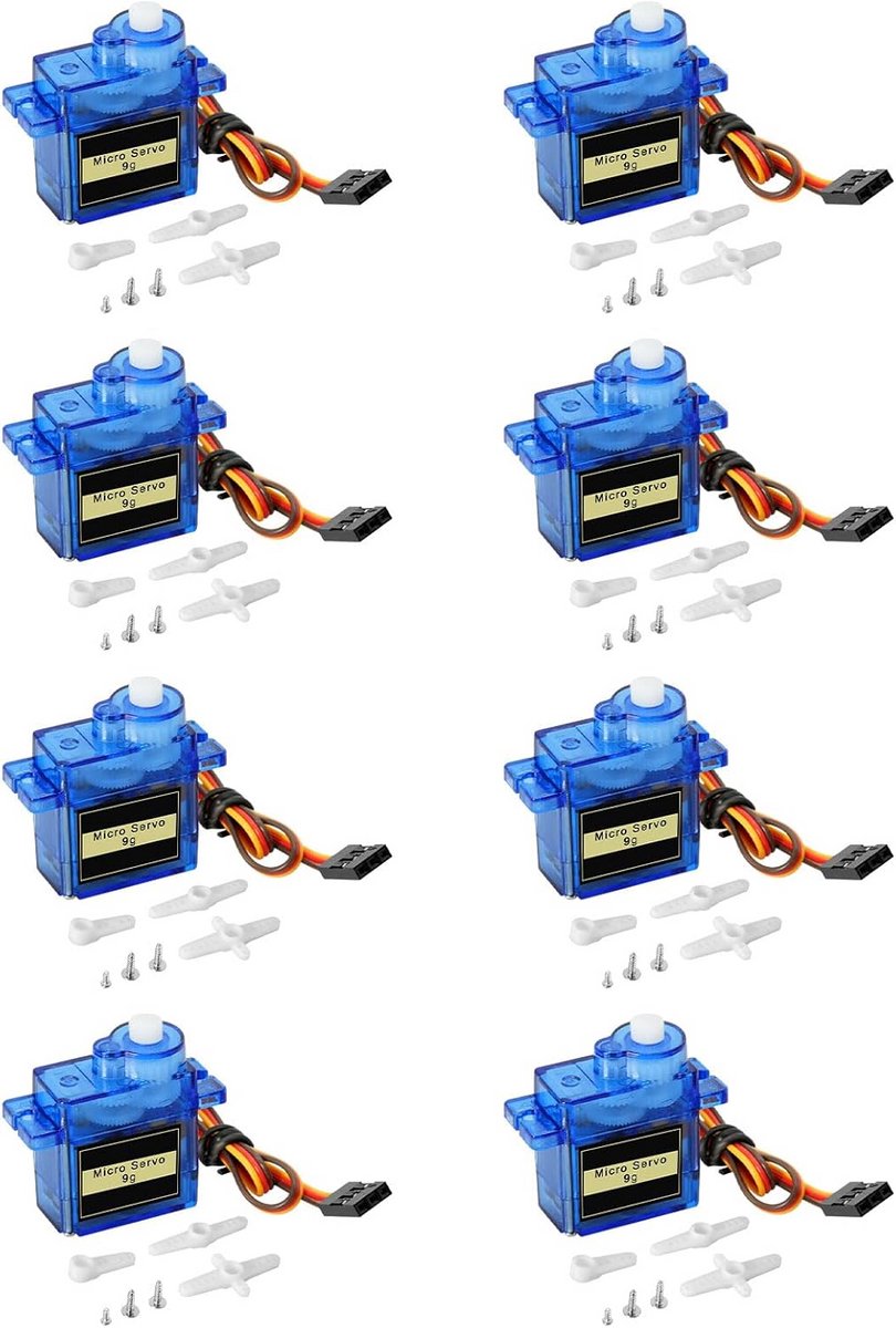 8x Micro Servomotor 9G voor RC Robot, Drone en Modelbouw