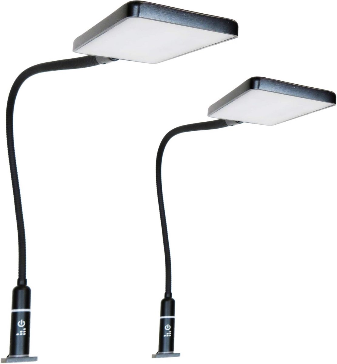 Set van 2 Zwarte Flexibele LED Nachtkastjeslampen met Touchdimmer