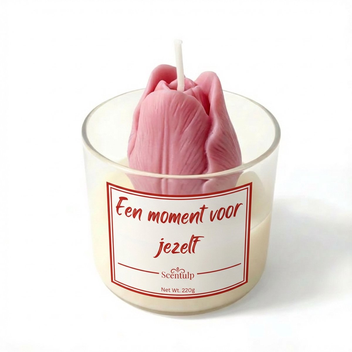 Scentulp - Geurkaars “Een moment voor jezelf” – Relax Geurkaars met Sinaasappel, Kokos & Vanille – Handgemaakt Cadeau – 220g