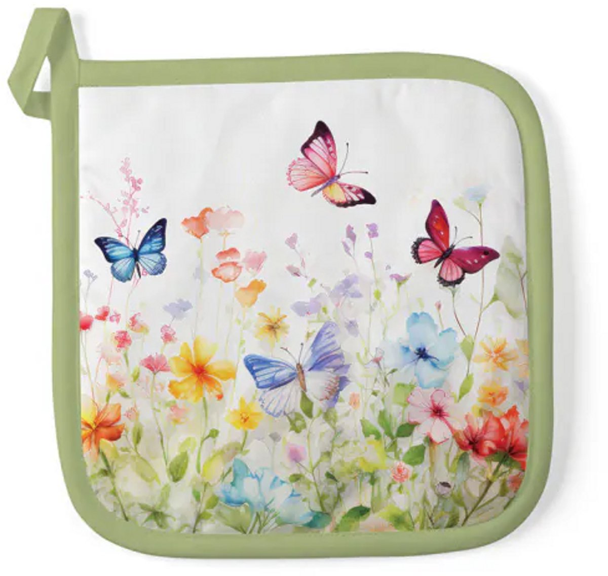 Ambiente - Pannenlap 20x20cm - Butterflies in field white