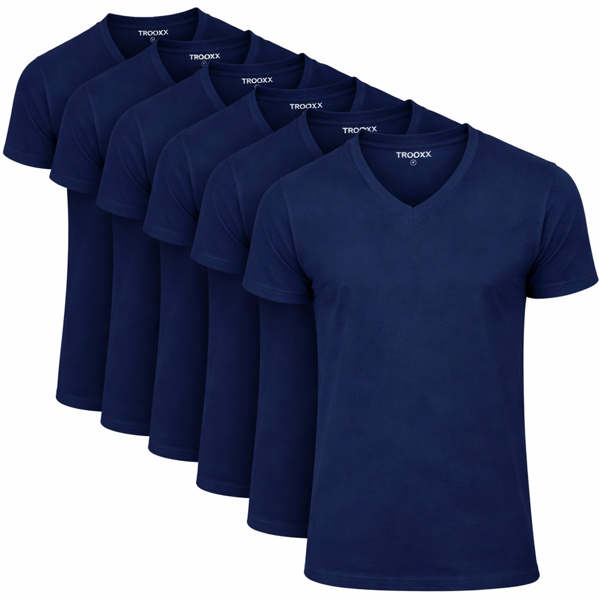 Trooxx - T-Shirt - 6-Pack – V-Hals – Navy – Heren T-Shirts – 100% Katoen – Maat S