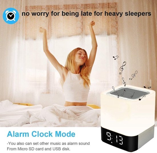 Draadloze Bluetooth Speaker met Wekker, LED Nachtlamp en MP3 Speler — afbeelding 3
