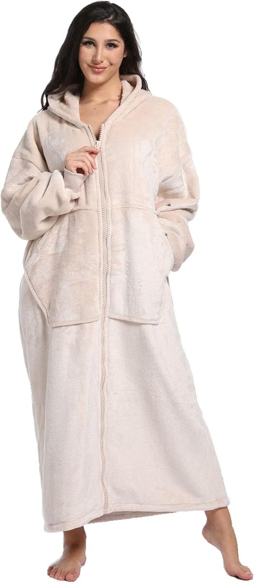 Oversized Draagbare Dekensweatshirt met Mouwen en Zakken - Extra Warm Sherpa Fleece Hoodie voor Volwassenen en Kinderen