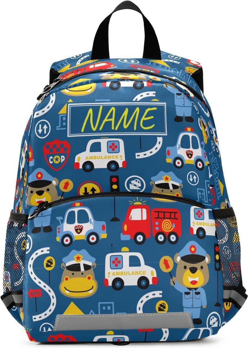 Gepersonaliseerde Kinderrugzak met Tractoren Print voor Peuters en Kleuters (Jongens/Meisjes)