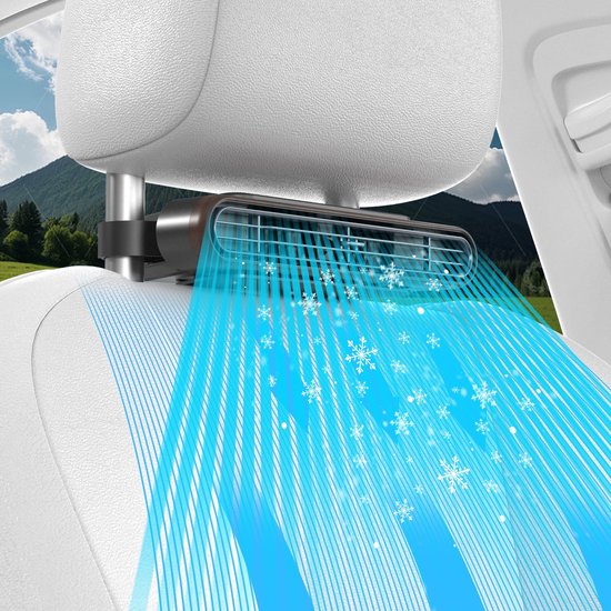 Oplaadbare autostoelventilator met 3 snelheden, stille turbo ventilator voor auto, camper, SUV, vrachtwagen, koeling rug