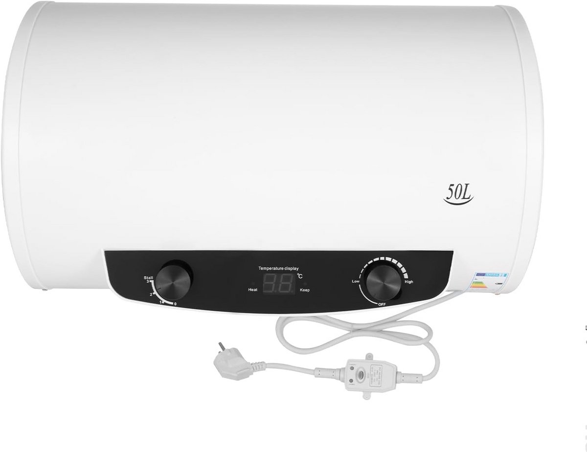 Elektrische Boiler Opslagwaterverwarmer 50L Horizontaal - Krachtige 2000W Verwarming
