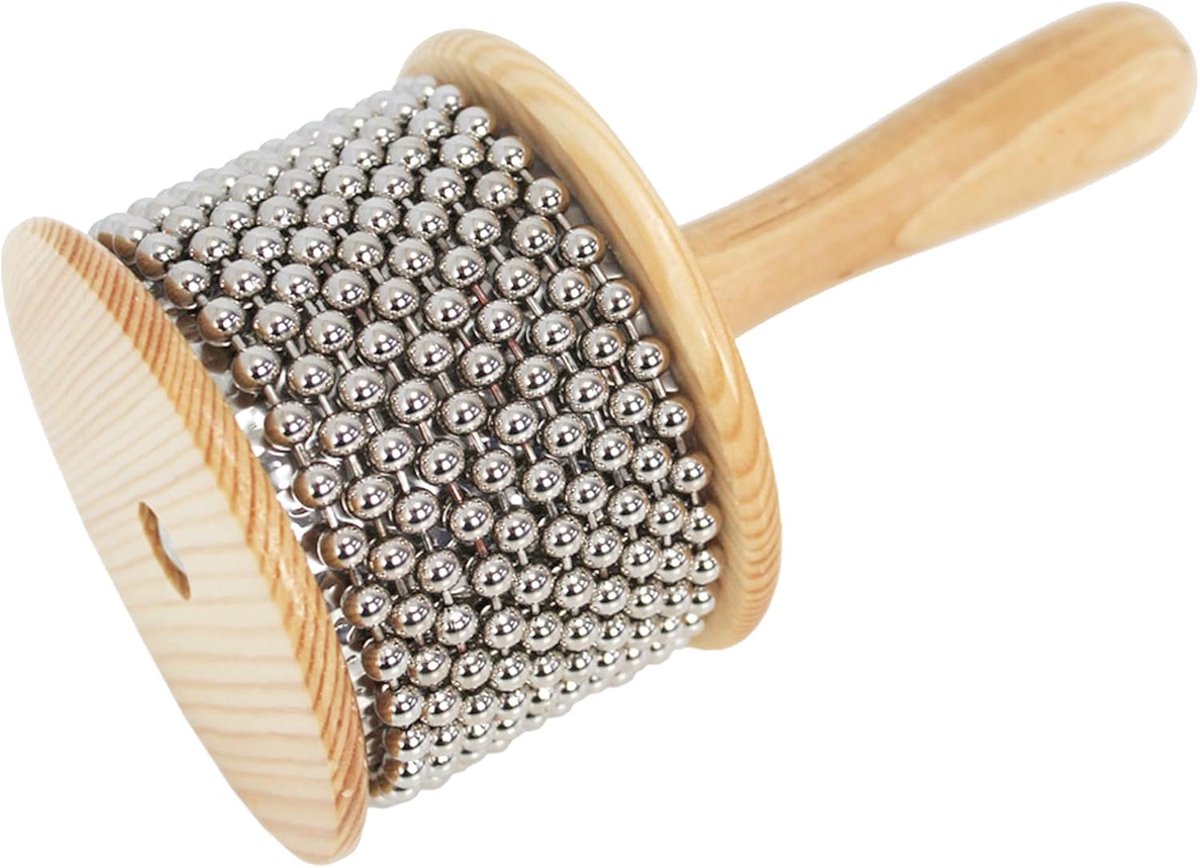 Cabasa Afuche Percussie-instrument met Houten Handvat en Metalen Kralen
