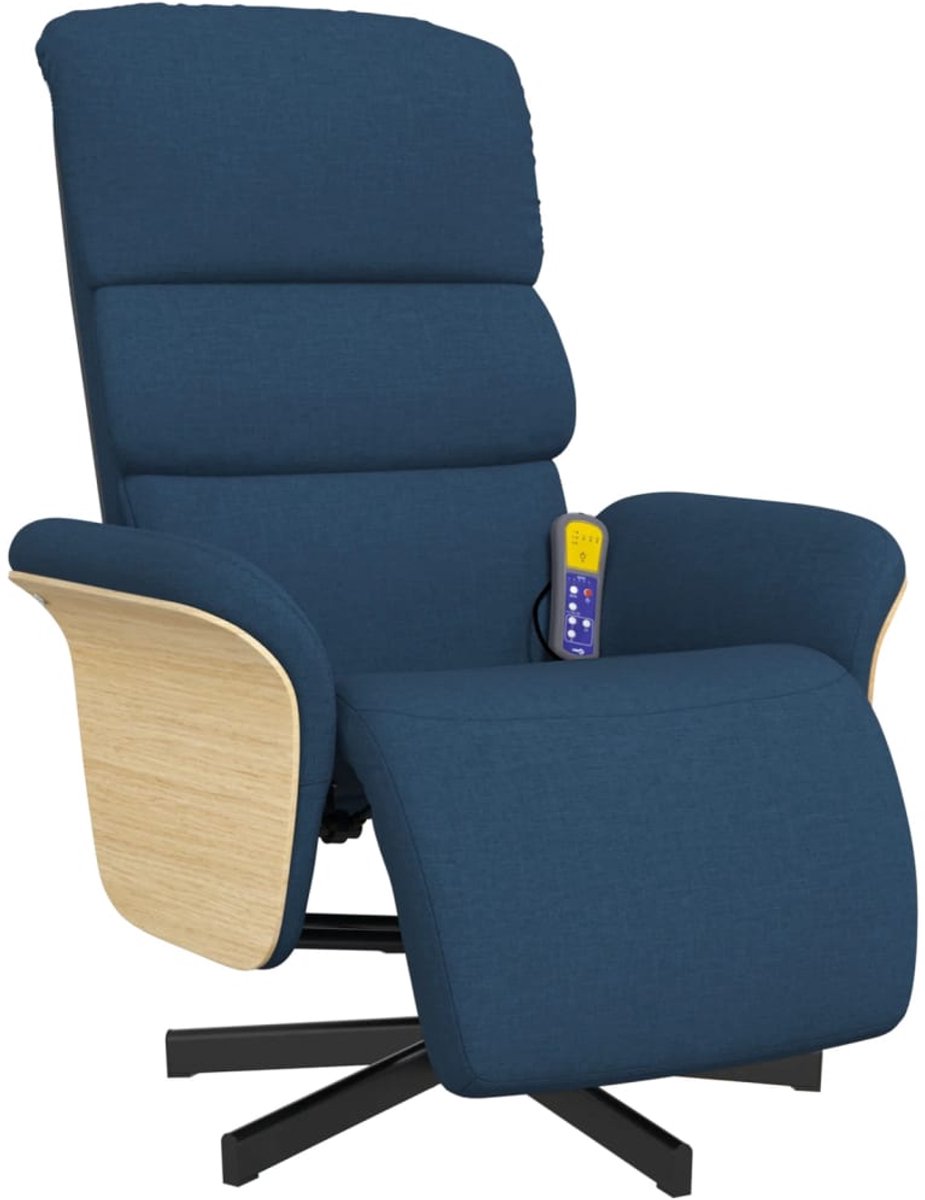 vidaXL Massagestoel - verstelbaar - met - voetensteun - stof - blauw