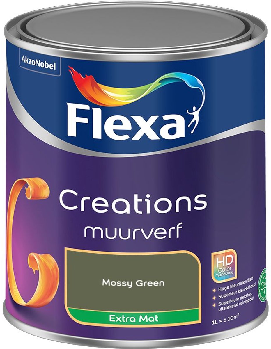 Flexa - Creations Muurverf Extra Mat - Mossy Green - Mengverf - 1 L