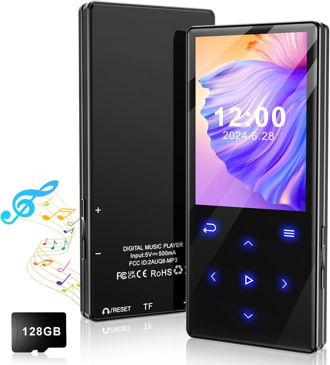 Draagbare MP3 Speler met 128GB Opslag, HiFi Geluid en Ingebouwde Speaker