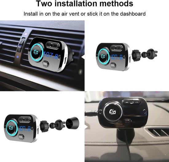 Bluetooth FM Transmitter, Bluetooth 5.0 Car Radio Transmitter, PD3.0 30W Type C & QC3.0, Bluetooth Car Music Player Adapter Hands-Free Calls, Support TF/Siri/Google — afbeelding 5