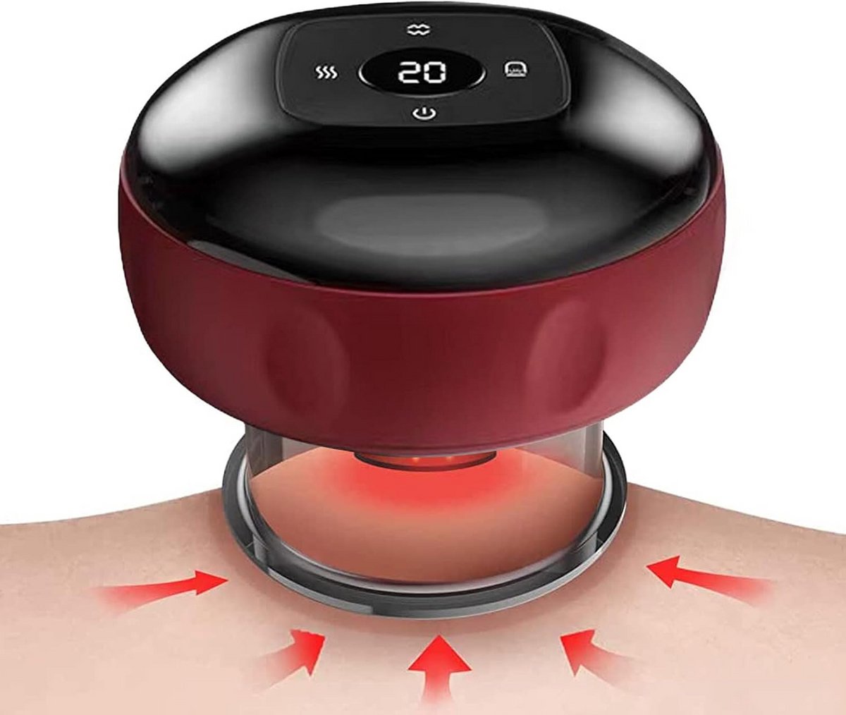Elektrische Cupping Therapie Apparaat met Roodlicht Therapie en Temperatuurweergave