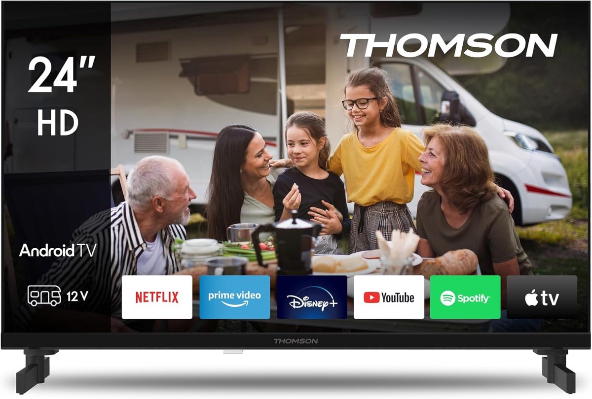 24 Inch (60 cm) Smart Android TV voor Camping: HD LED TV met Google Assistant en Wifi