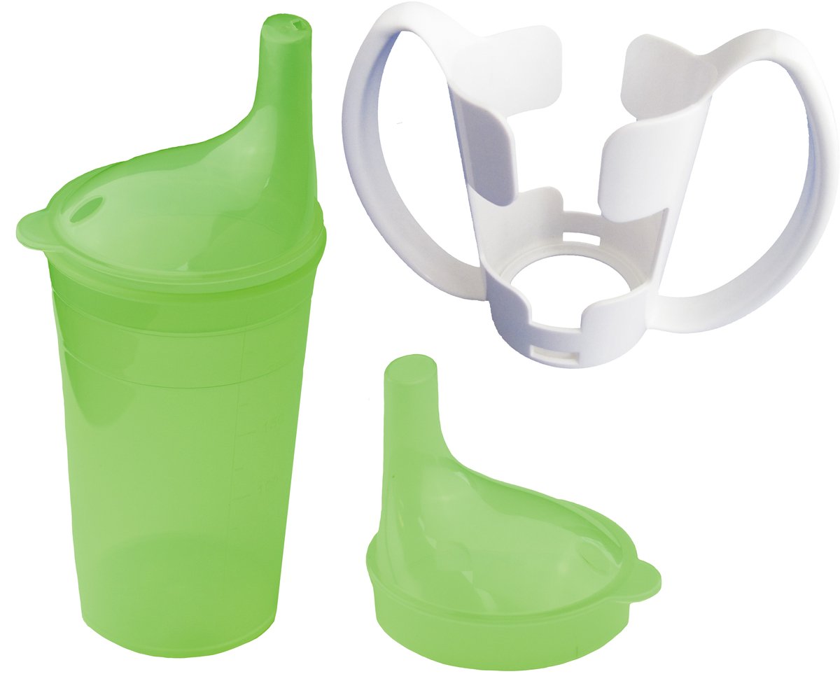 Sundo Drinkbekerset met houder voor thee en pap – lang mondstuk (groen)