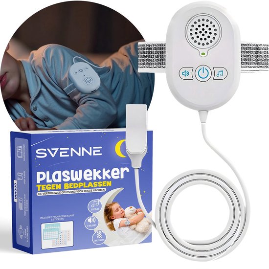 SVENNE® Plaswekker – Zindelijkheidstraining Kinderen & Volwassenen – Geluids- & Trilalarm – Oplaadbaar, Comfortabel & Effectief – Nachtelijk Plassen – Vanaf 5 Jaar