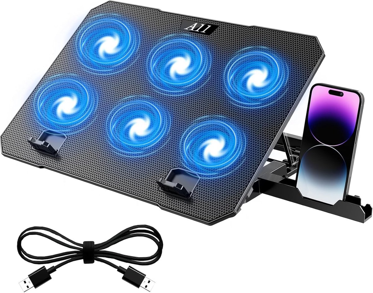 Laptop Koelpad met 6 Stille Ventilatoren voor 12"-17" Laptops