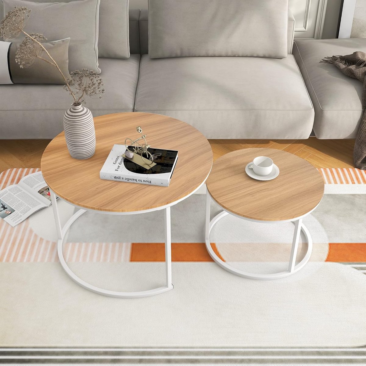 Set van 2 Ronde Bijzettafels - Stijlvol Woonkamer of Slaapkamer Meubel