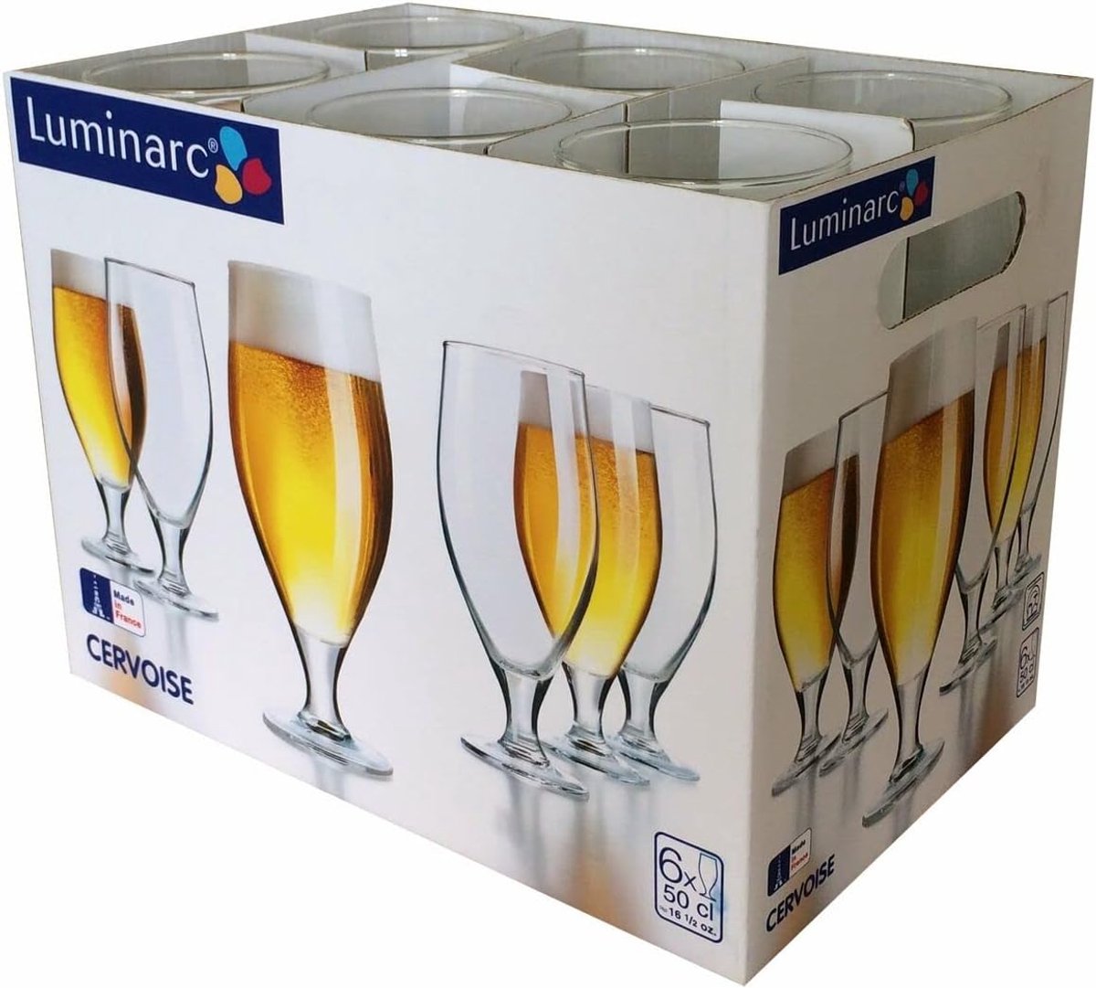 Set van 6 stevige bierglazen 50 cl