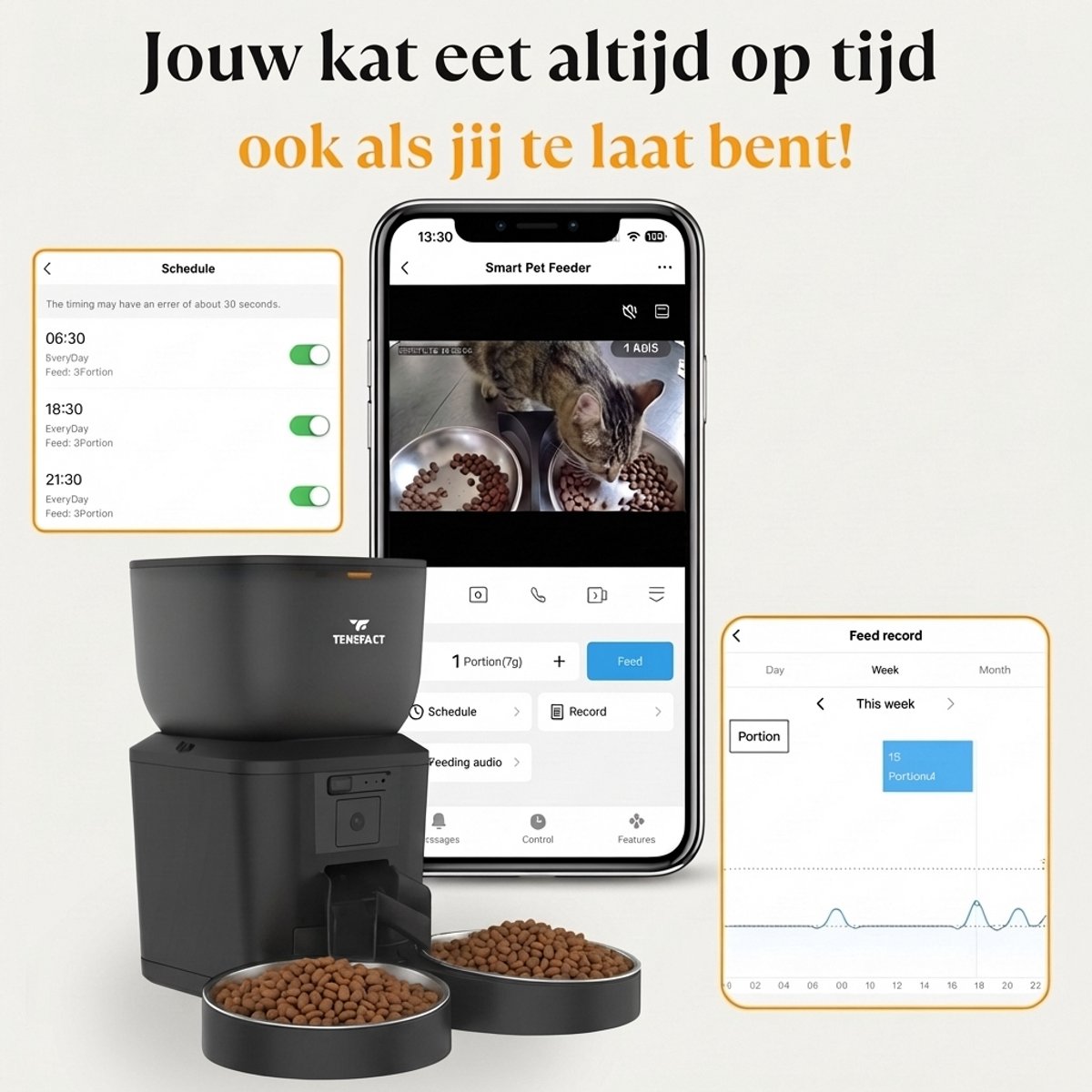 Tensfact Automatische Voerbak Pro Duo 4L Zwart met Camera - afbeelding 3