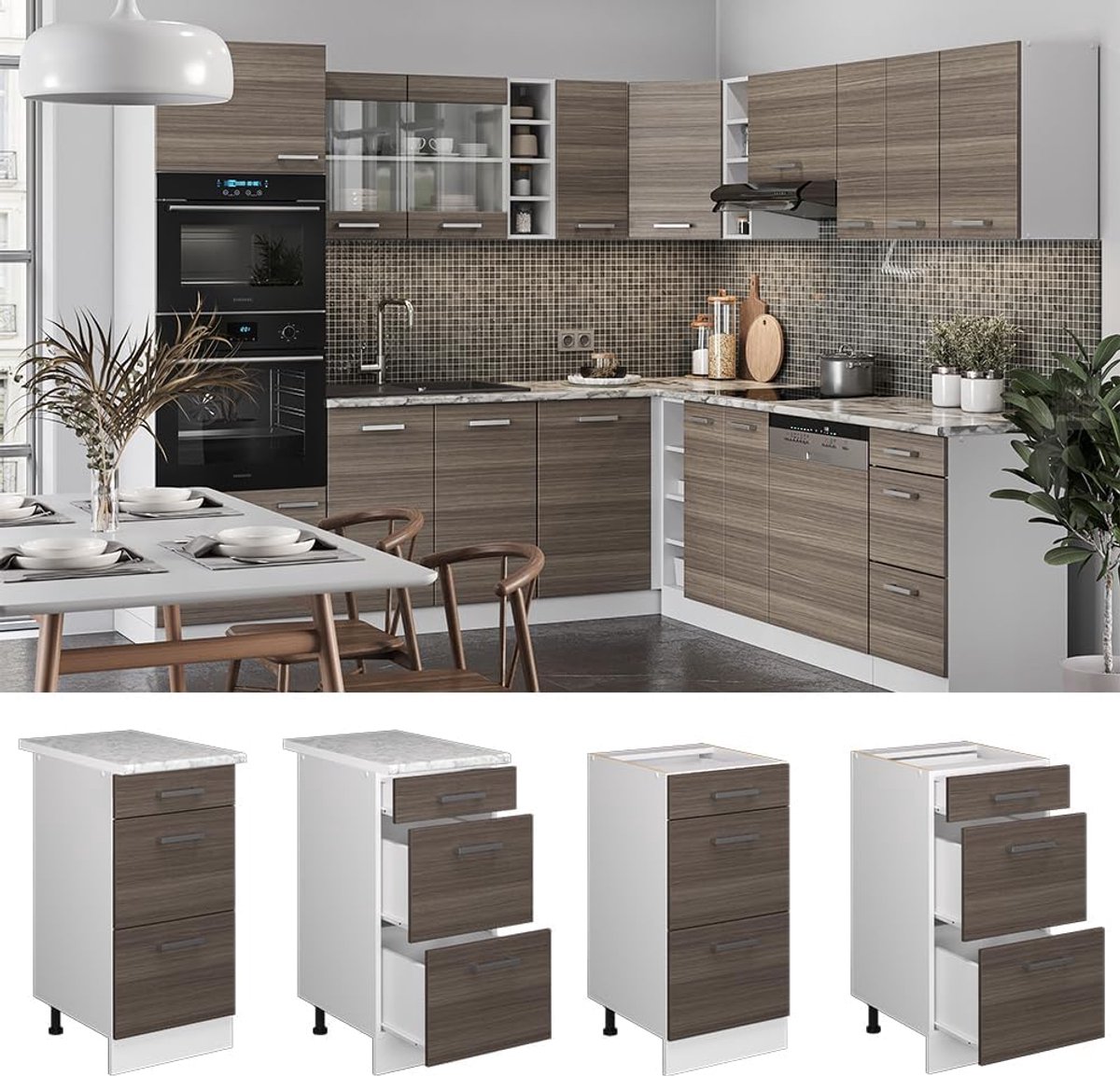 Modulaire Keukenkast - Ladeonderkast en Wandkast Opties
