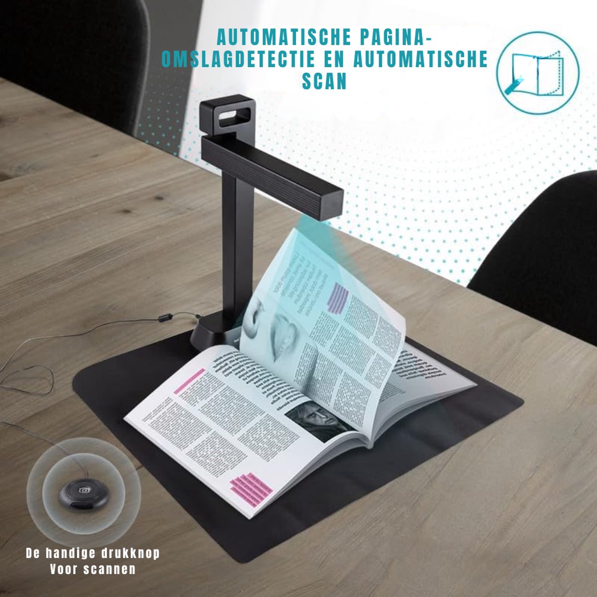 DYNA® Smart Boekenscanner - Documentenscanner via USB – Scanner – Zwart - 12cm x 9cm x 40cm thumbnail 6