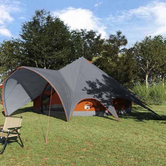 vidaXL - Teepee - Tent - voor - 7 - Personen - Grijs - en - Oranje - 600 - x - 600 - x - 347 - cm van Merkloos — afbeelding 4
