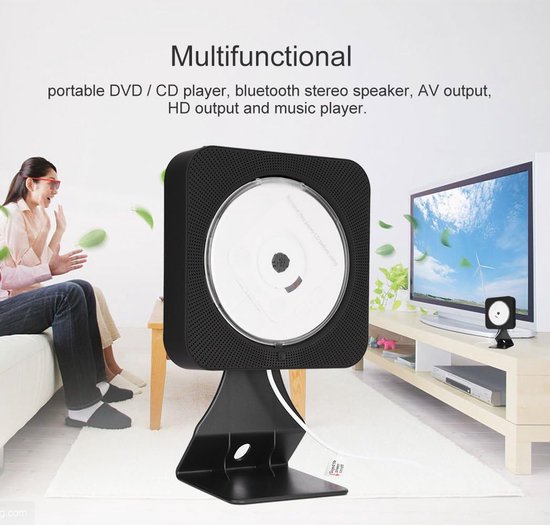 Draagbare Bluetooth CD/DVD Speler met Ingebouwde Hi-Fi Speaker en Afstandsbediening - Ophangbaar — afbeelding 3