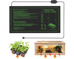 Verwarmingsmat voor Planten & Reptielen - 52 x 25 cm - Waterdicht PVC - Warmtemat voor Zaailingen & Ontkiemen - Wortelverwarming - Geschikt voor Kas & Terrarium - Zwart